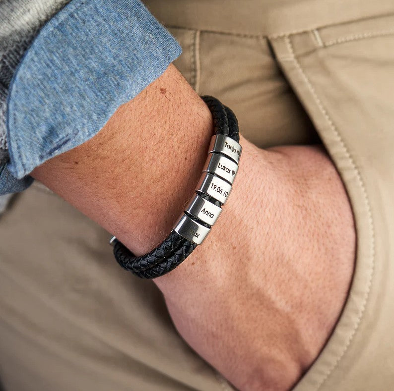 Double Leather Silver Bracelet