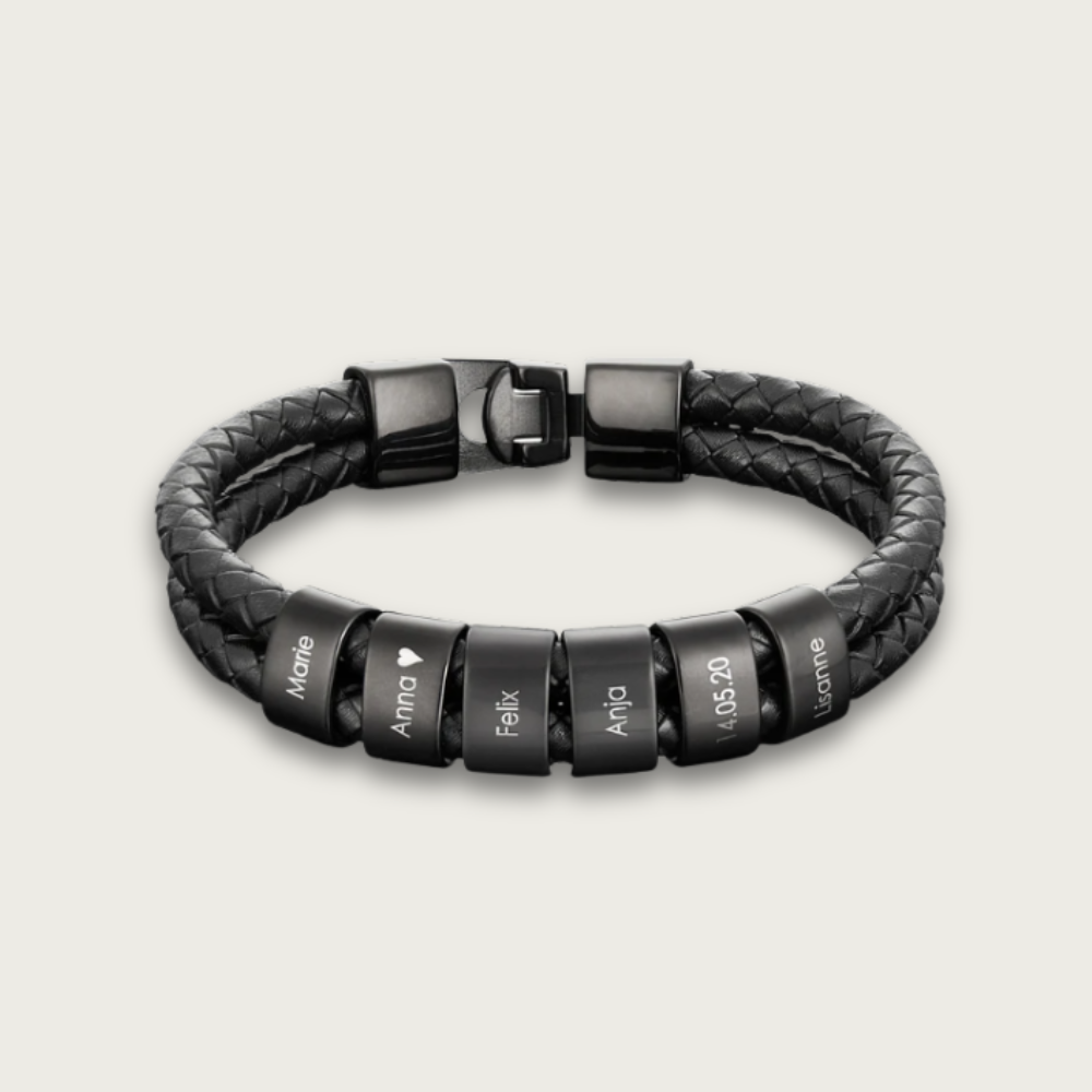 Double Leather Black Bracelet