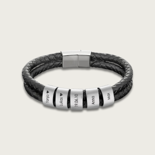 Double Leather Silver Bracelet
