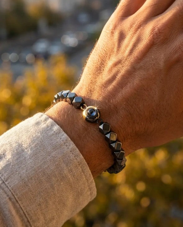 Hematite Photo Bracelet