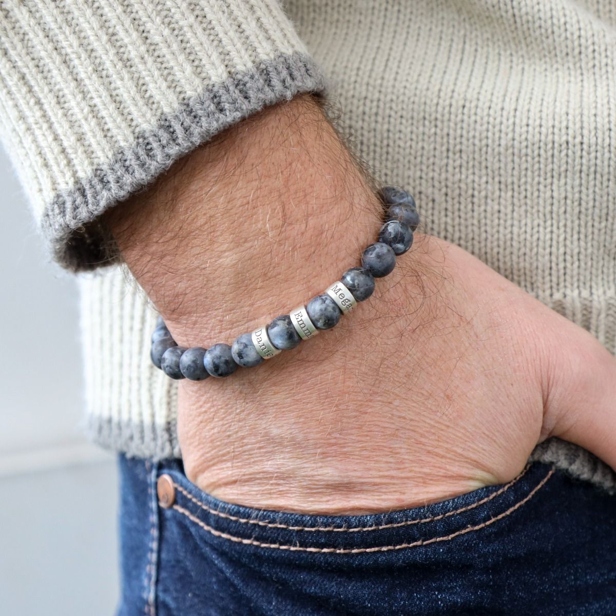 Rhodium Bead Bracelet Silver